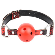 Plastic 4 Hole Ball Gag PU Leather, Open Mouth Ball Plug Bondage