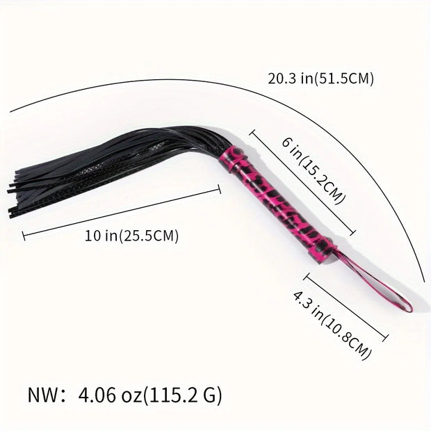 Pink Leopard Snakeskin PU Leather Whip, BDSM Slapping whip Sex Toy