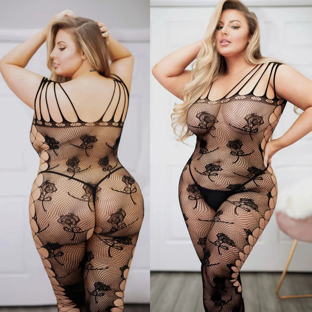 Women sexy Plus Size Fishnet Lingerie Sheer Body stockings Nightwear