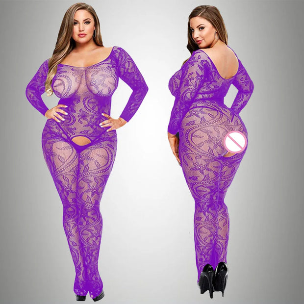 Women sexy Plus Size Fishnet Lingerie Sheer Body stockings Nightwear