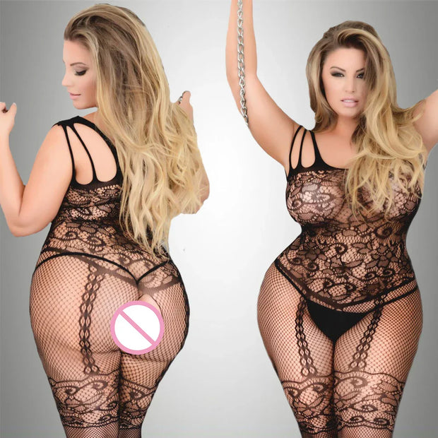 Women sexy Plus Size Fishnet Lingerie Sheer Body stockings Nightwear